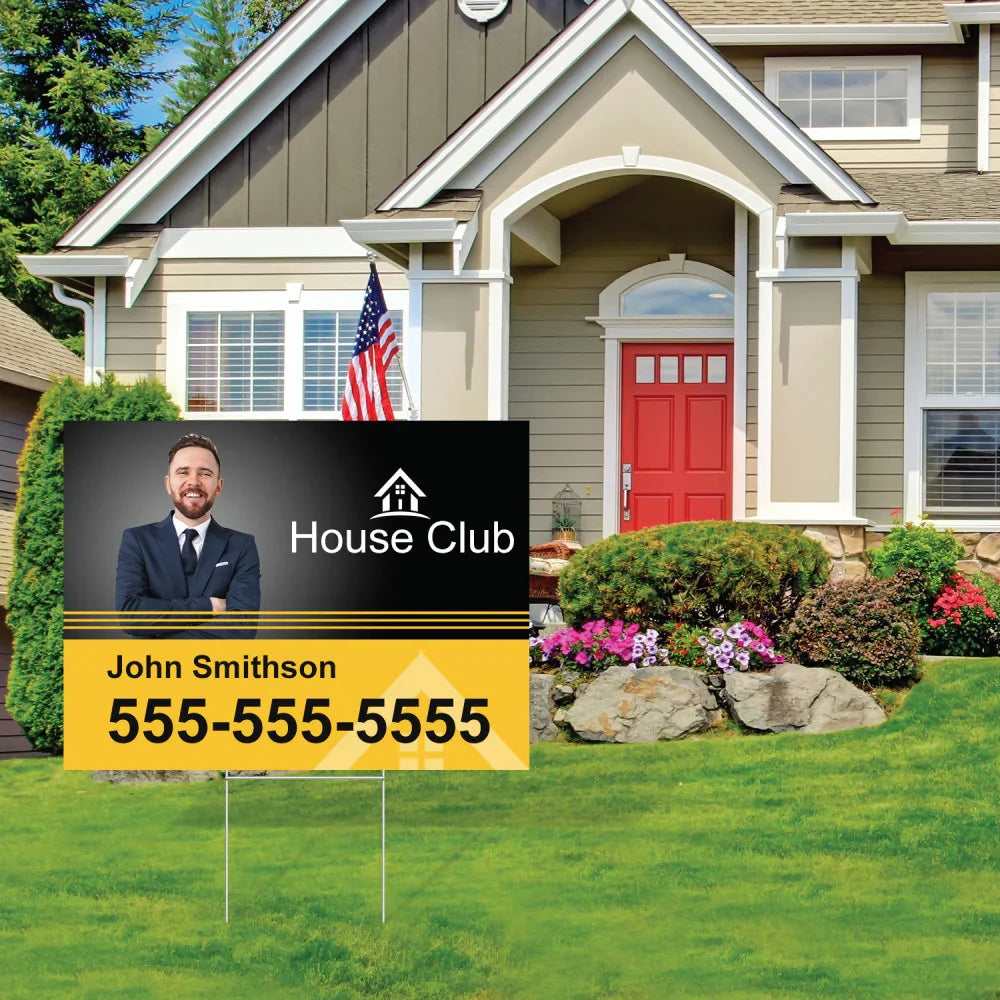 Custom yard signs for business advertising, events, and real estate.