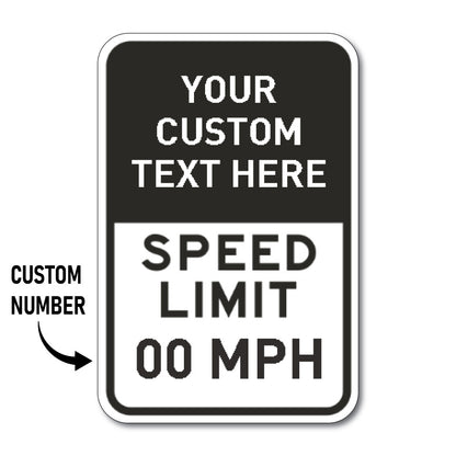 Custom speed limit sign with customizable text and number