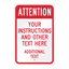 Custom red and white Attention sign template with customizable placeholder text reading Your Instructions and Other Text Here Additional Text, designed for facility safety.