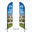 Professional double-sided feather flag banner with opaque liner for correct reading on both sides.