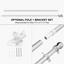 Optional flag pole and bracket hardware kit including adjustable wall mount and silver pole sections.
