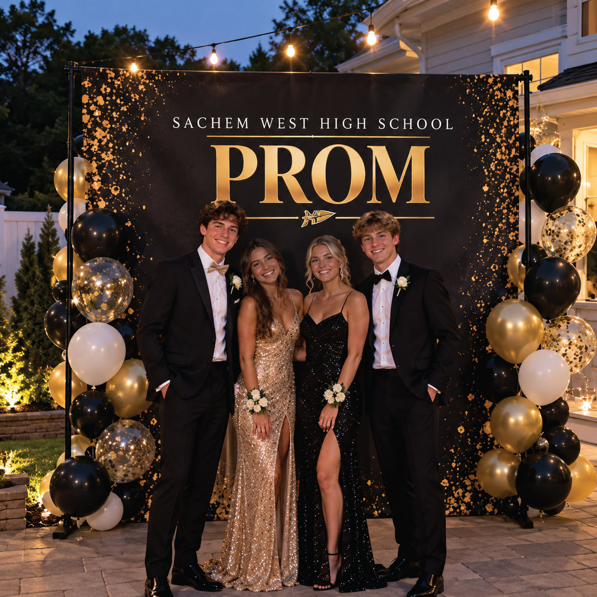 Professional red carpet step and repeat backdrop banner for a movie premiere featuring gold "World Premiere" typography and elegant spotlight effects.