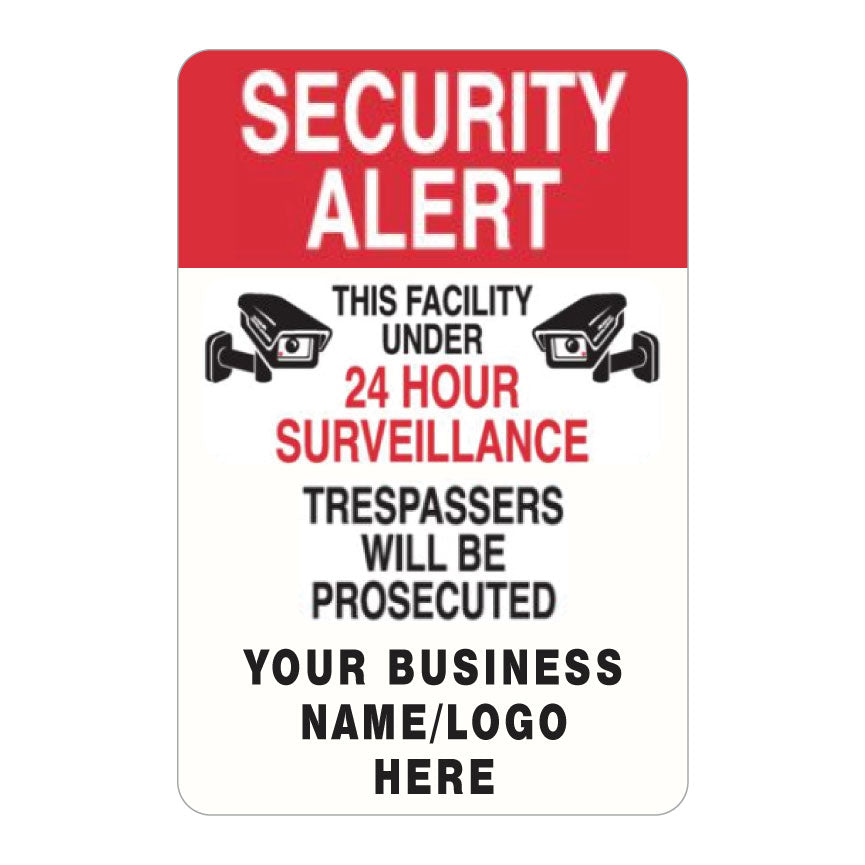 Custom Security Alert Property Warning Sign with Dual Cameras