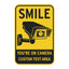 Custom Smile You're On Camera Yellow Security Warning Sign with Camera Graphic