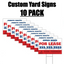 Product graphic showcasing a ten pack bulk bundle of custom printed corrugated plastic real estate office space for lease yard signs.⁠