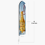 Product dimension diagram displaying the height and sizing specifications for the Econo feather flag banner.