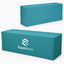 Two teal rectangular table covers shown on a white background, with the lower cover branded with the ExpoNova logo.