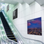 Multiple custom printed PVC Sintra board signs mounted for advertising along a commercial tiled wall next to an escalator.⁠