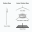 Technical diagram highlighting outdoor ground stakes and indoor cross base options with water weight bags for rectangle flags.⁠