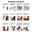 Step-by-step visual installation guide detailing how to connect the poles and assemble a custom rectangle banner flag.