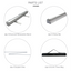 Technical product diagram displaying the included hardware parts: aluminum base stand, top clamp bar, support pole, and nylon travel bag.⁠