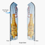 Graphic layout showing the front and back view of a single-sided custom Econo feather flag banner.