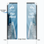Graphic template layout showing the clear front view and mirrored back view of a single-sided custom rectangle flag banner.⁠