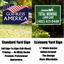 A side by side comparison diagram detailing full bleed printing on standard yard signs versus white border printing on economy lawn signs.⁠