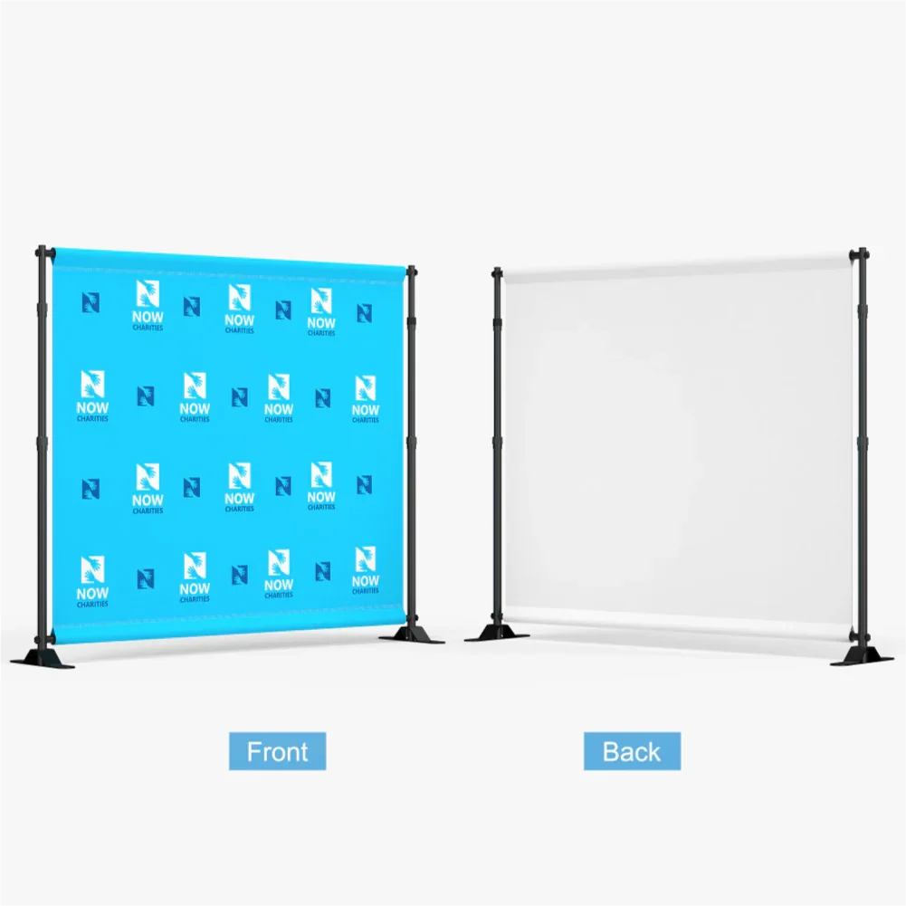 Product graphic showcasing the front custom printed graphic and the clean layout of the adjustable black aluminum hardware frame from the back.⁠