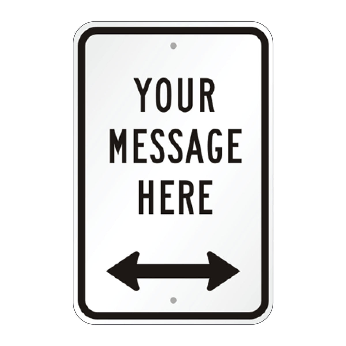 Two-way directional sign featuring left and right arrows with a message area for navigating hallways, buildings, and commercial facilities.